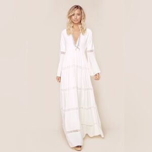 The Jetset Diaries/TJD Ivory Boho Maxi Dress for Wedding or Summer Party
